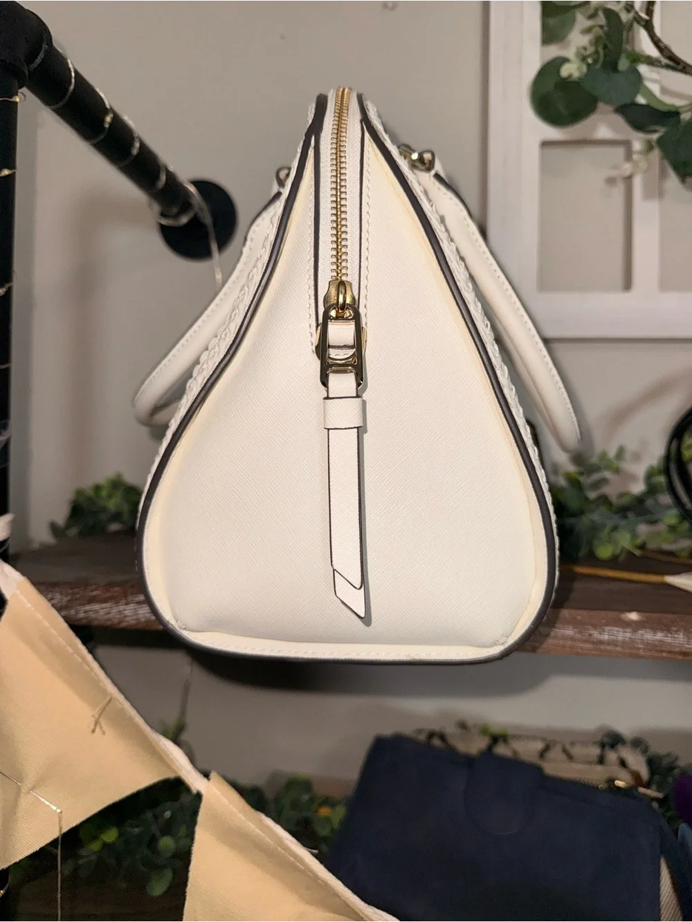 kate spade Straw Tote with White Leather Trim